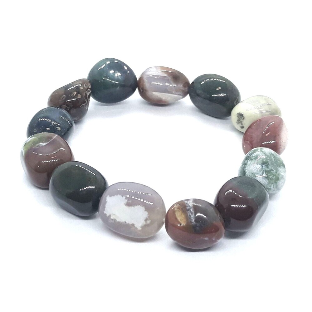 Tumbled Stone Stretch Bracelet Crystals Chakra Jasper Jewelry Polished